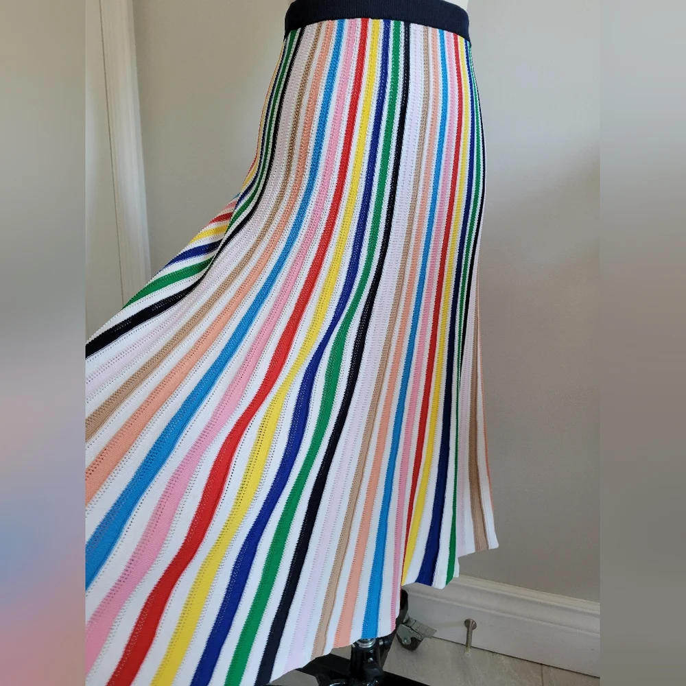 J. CREW multicolour rainbow stripe knit midi skirt - Picture 4 of 12